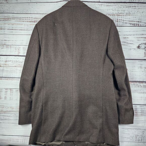 CANALI Wool 46L (us) 56 (Eu) Dark Brown Check Sport Coat Blazer Jacket long - Picture 2 of 9